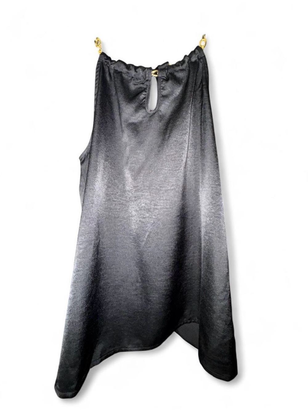 Black Satin Halter Camisole with Gold Accent